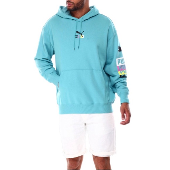 PUMA Brand Love Multiplacement Hoodie Porcelain Blue Men’s Sz L New! - Picture 4 of 9